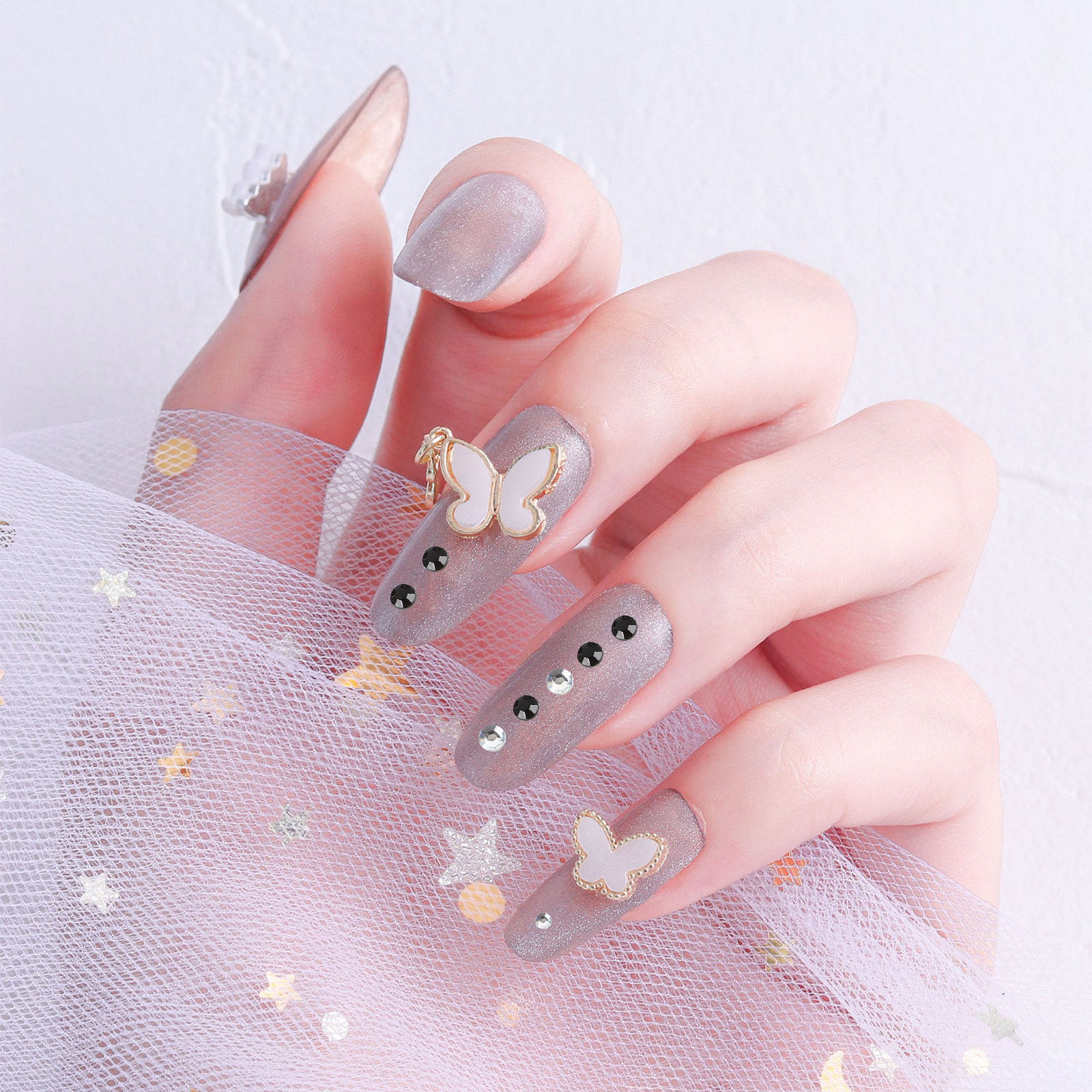 Rhinestone Nail Gem - 10Pcs Water Drill Decoration Self Adhesive