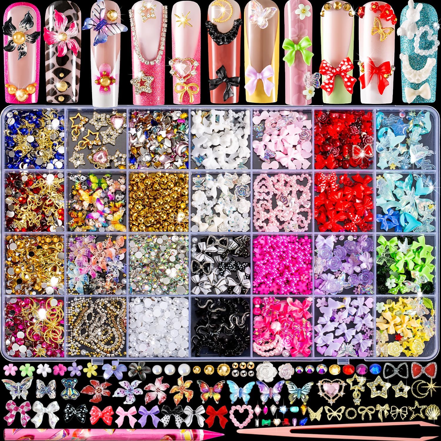 Rhinestone Nail Gem - 8000pcs 3D Nail Charms & Gems