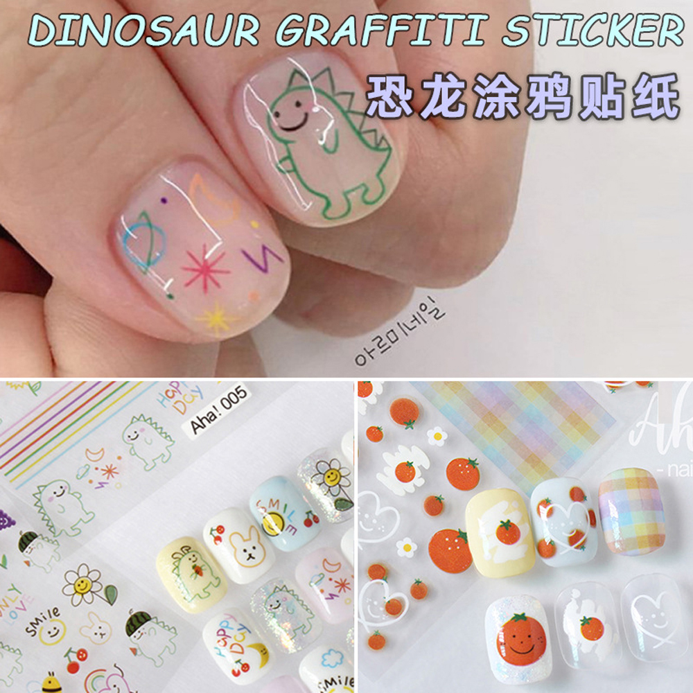Nail Art One Stroke - 1Pcs Kawaii Dinosaur Nail Art Sticker