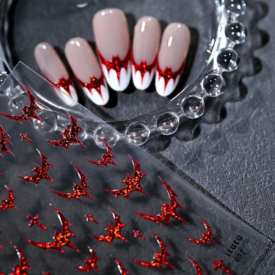 Nail Art Red - 3 Sheets Halloween Nail Stickers for
