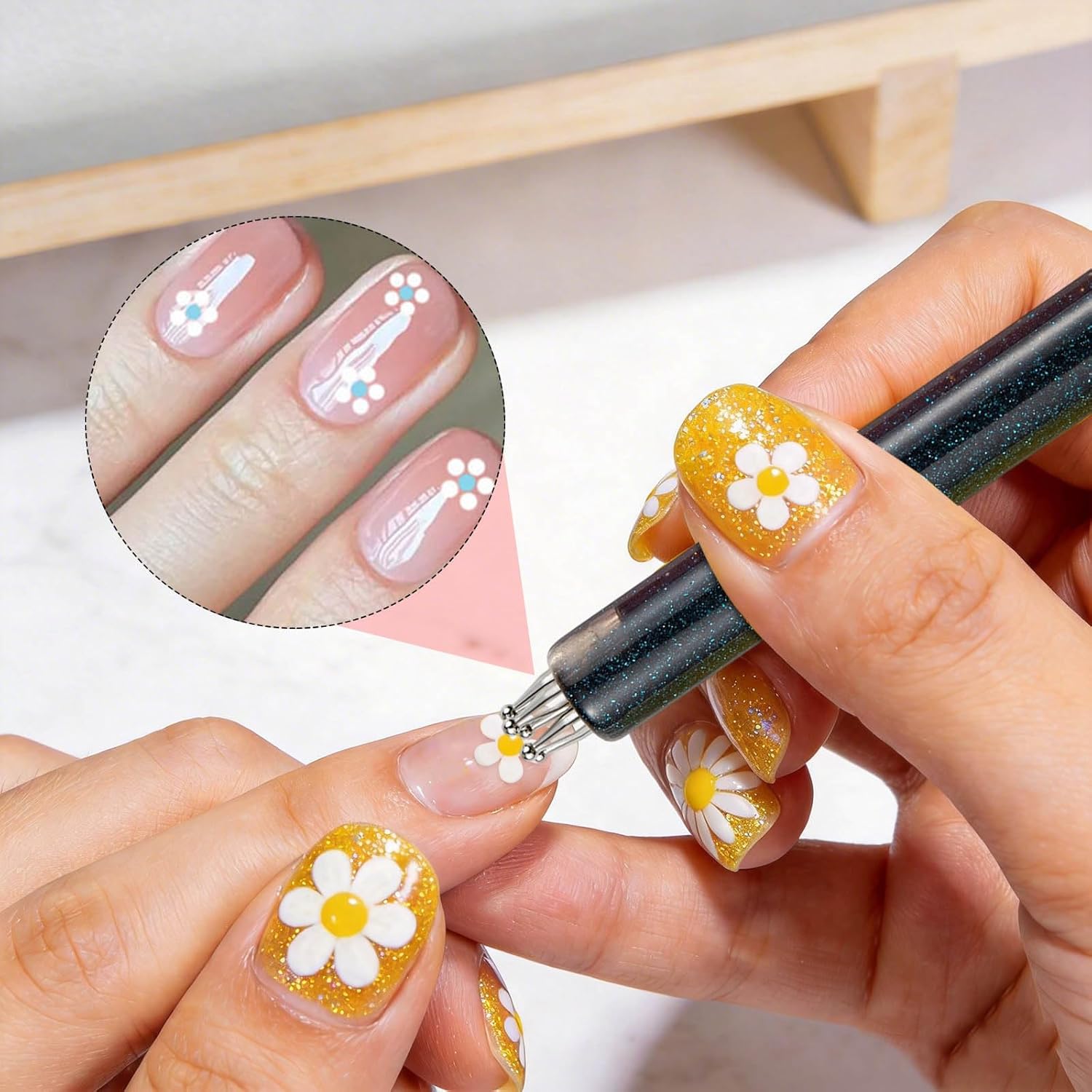 Nail Art One Stroke - 5 Petal Flower Nail Dotting Pen