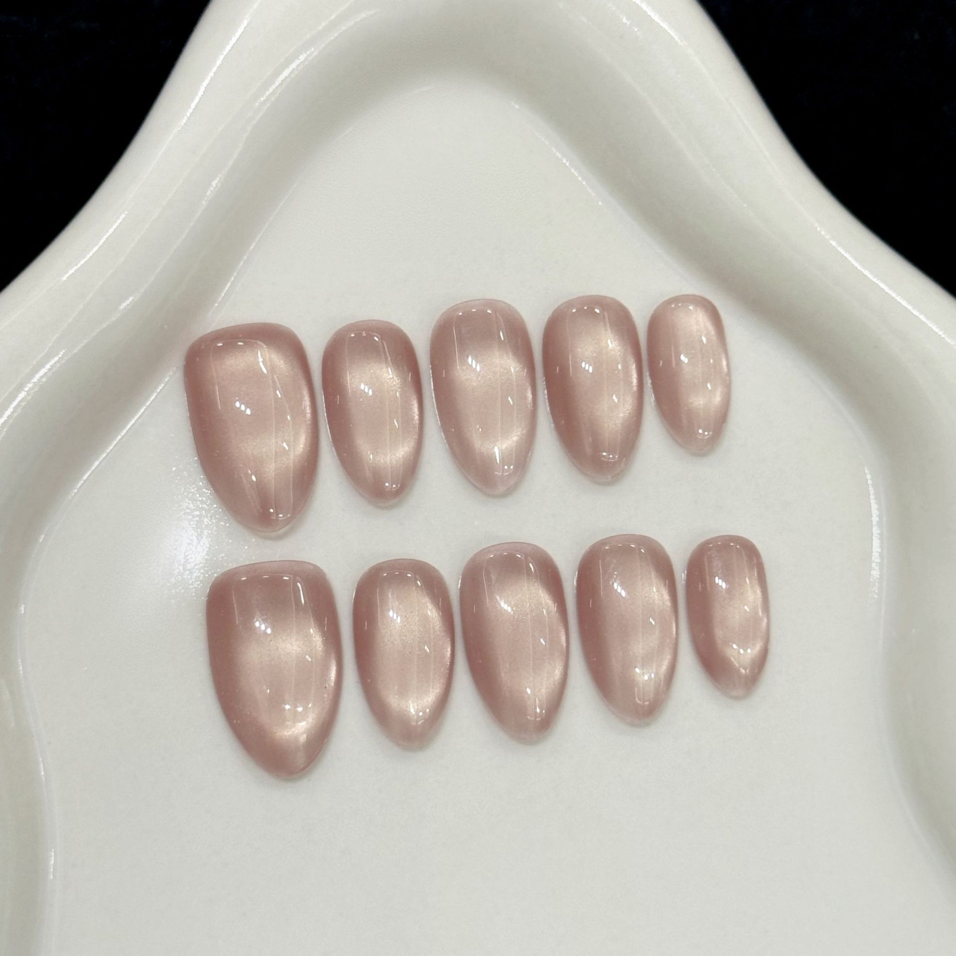 Nail Art Cat Eye Simple - 10Pcs cameo brown Cat Eye French