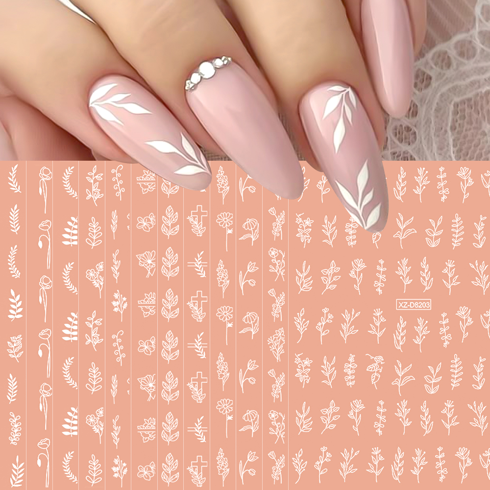 12pcs 3D Vintage White Leaves  - Nail Art Vintage incelemesi ve fiyatı