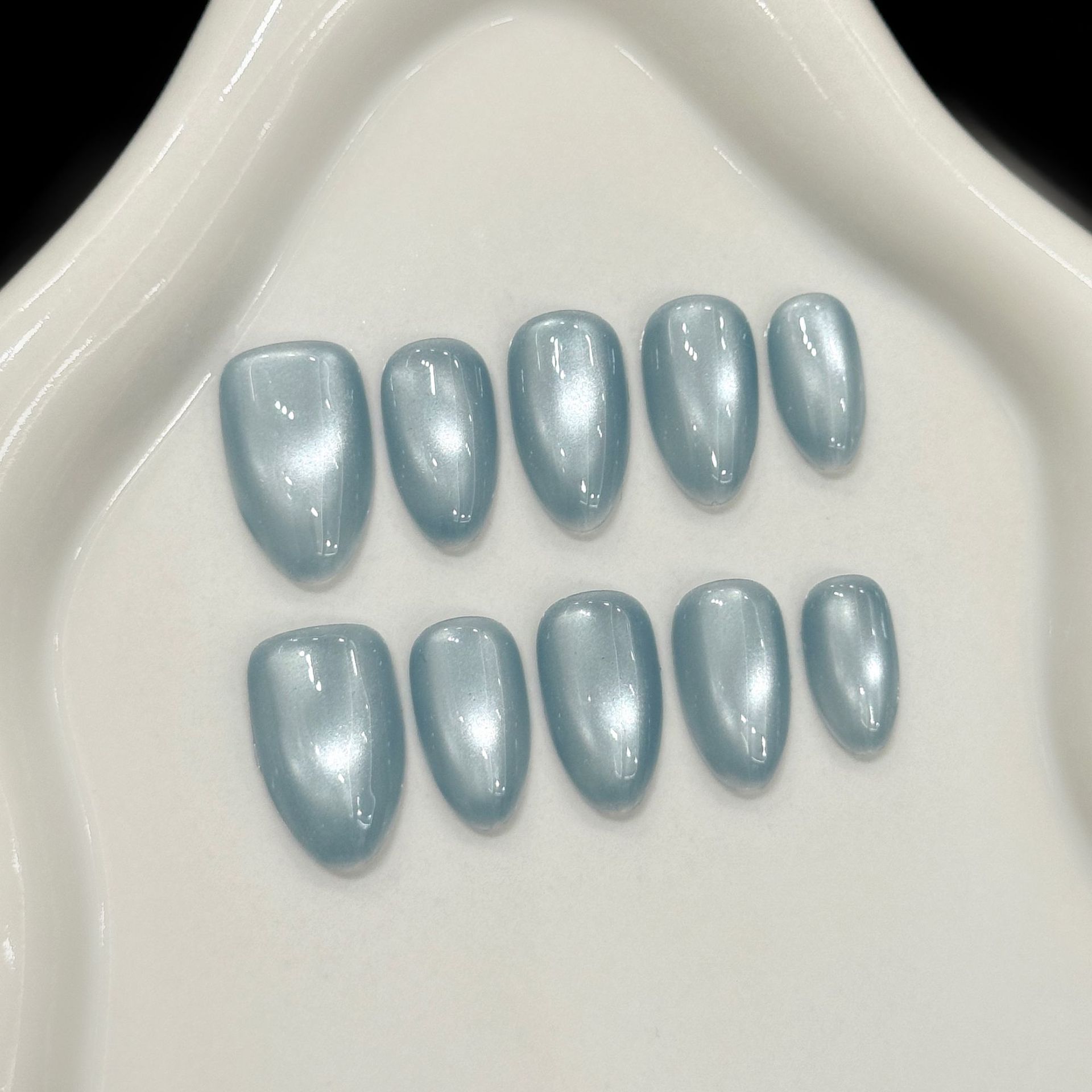 10Pcs Blue Cat Eye French Shor - Nail Art Cat Eye Simple incelemesi ve fiyatı