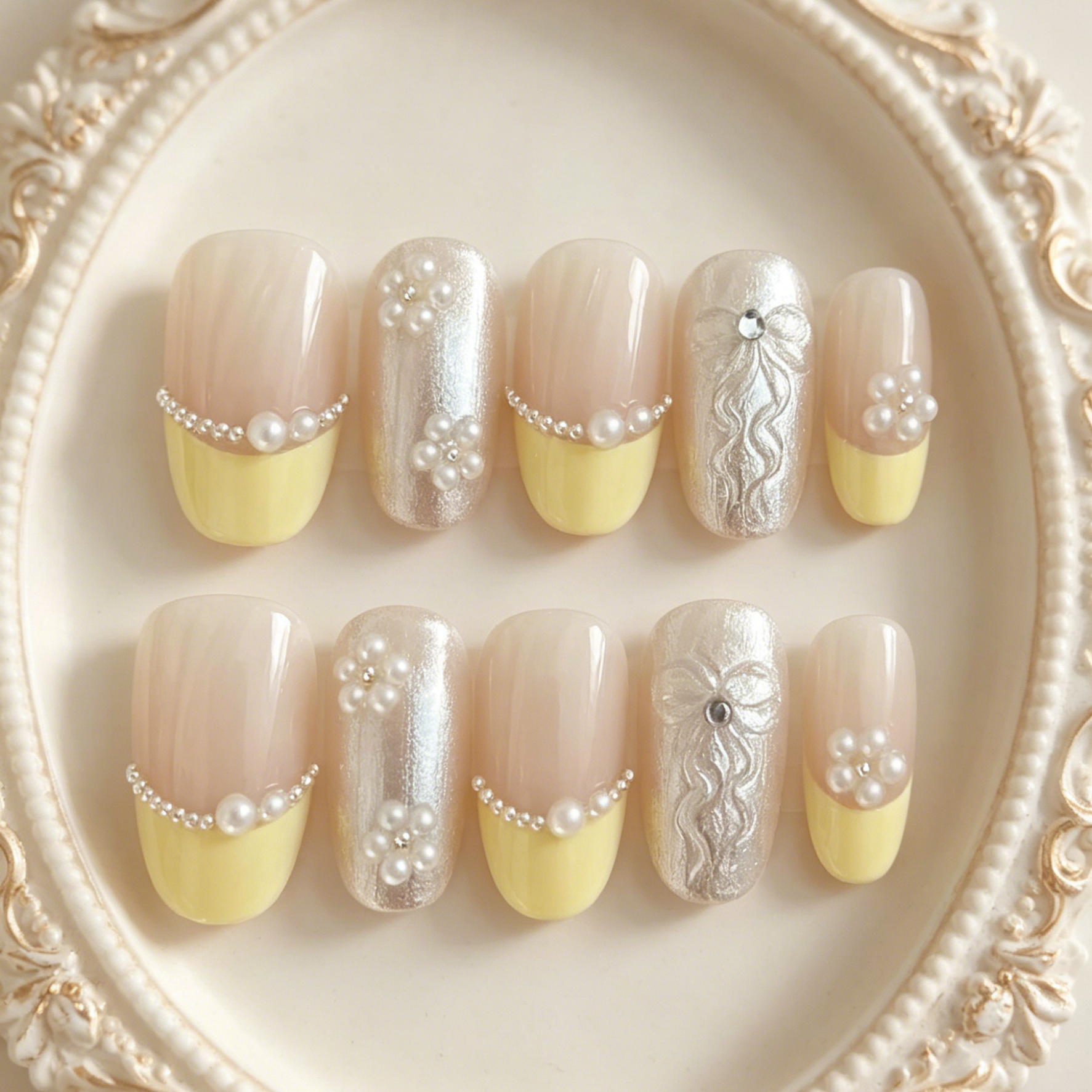 10 pieces of hand pressed oval - Nail Art Emerald incelemesi ve fiyatı