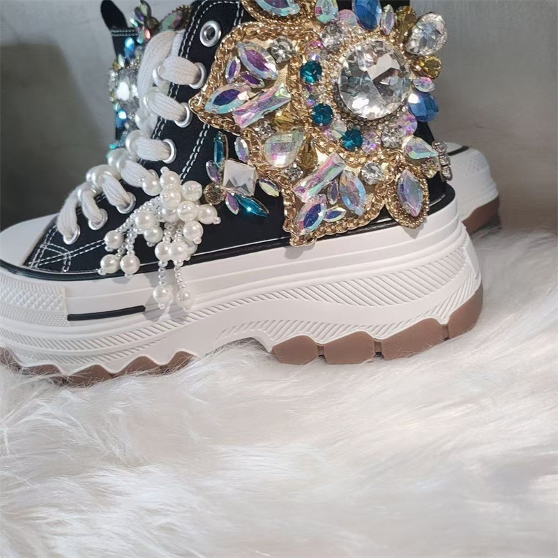 Thick sole high top nailed bea - Rhinestone Nail Gem incelemesi ve fiyatı