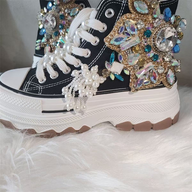 Thick sole high top nailed bea - Rhinestone Nail Gem incelemesi ve fiyatı