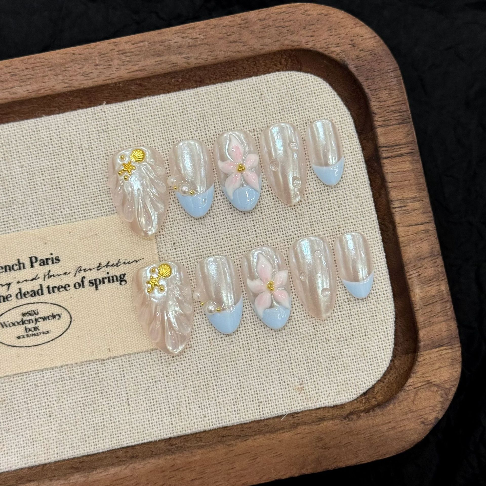 10pcs Handmade Pressed Almond  - Nail Art Emerald incelemesi ve fiyatı
