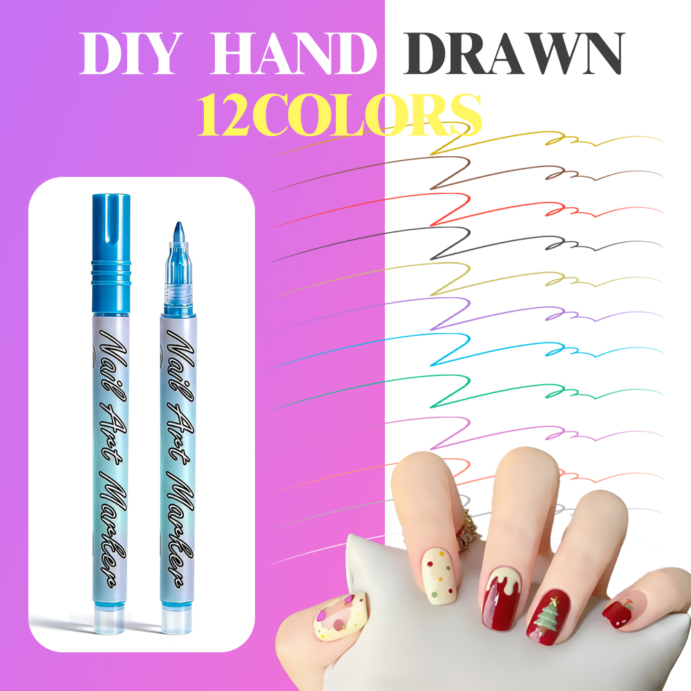 12-Color 0.7mm Nail Art Pens,  - Nail Art One Stroke incelemesi ve fiyatı