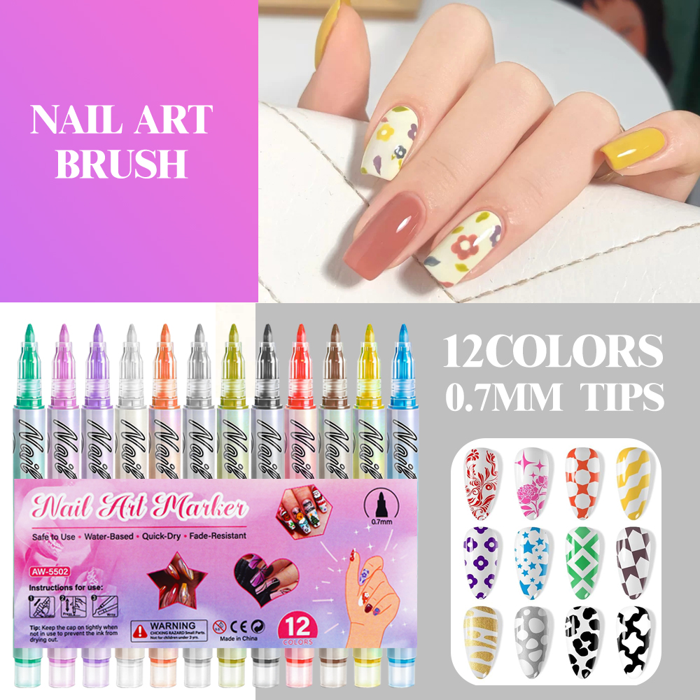 12-Color 0.7mm Nail Art Pens,  - Nail Art One Stroke incelemesi ve fiyatı