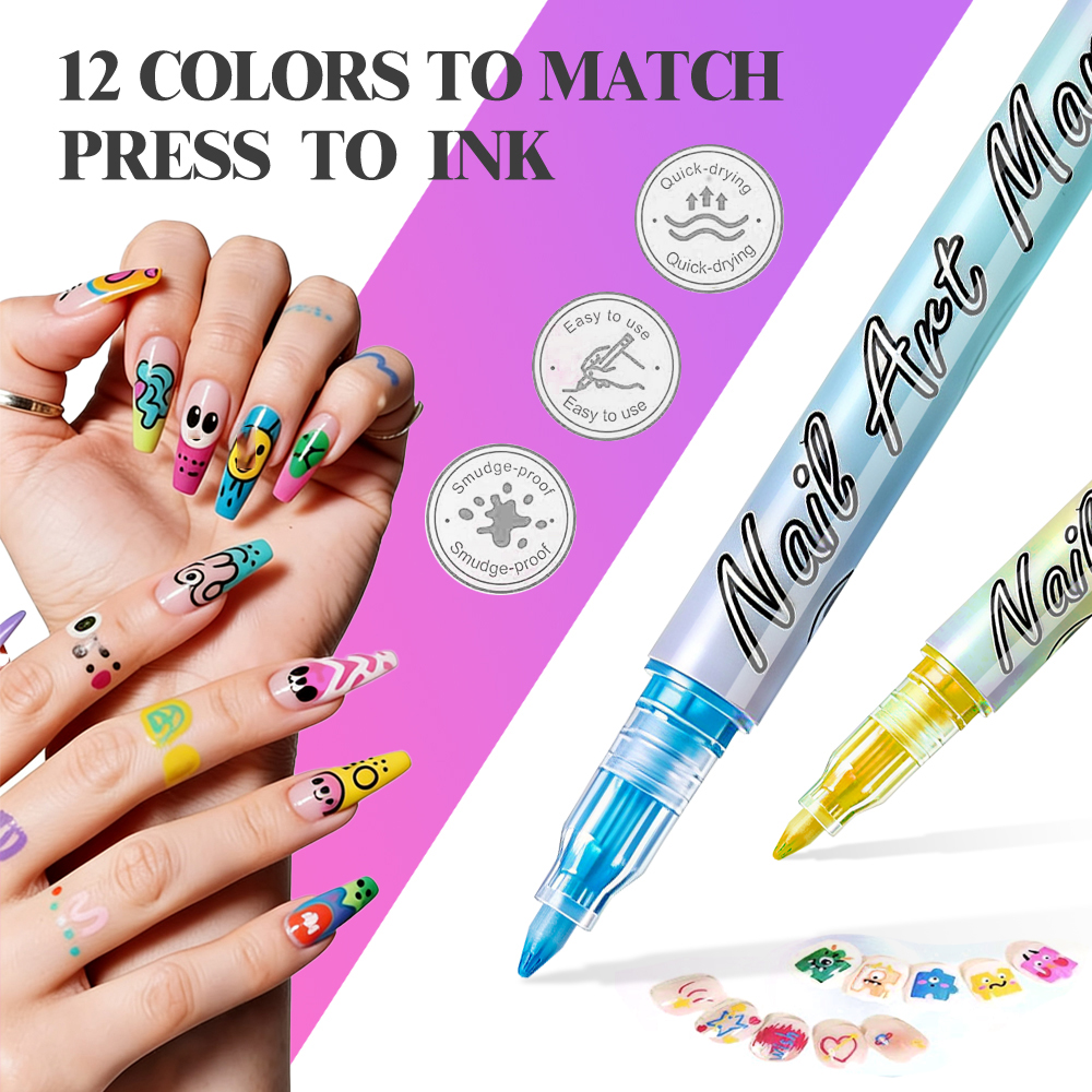 12-Color 0.7mm Nail Art Pens,  - Nail Art One Stroke incelemesi ve fiyatı