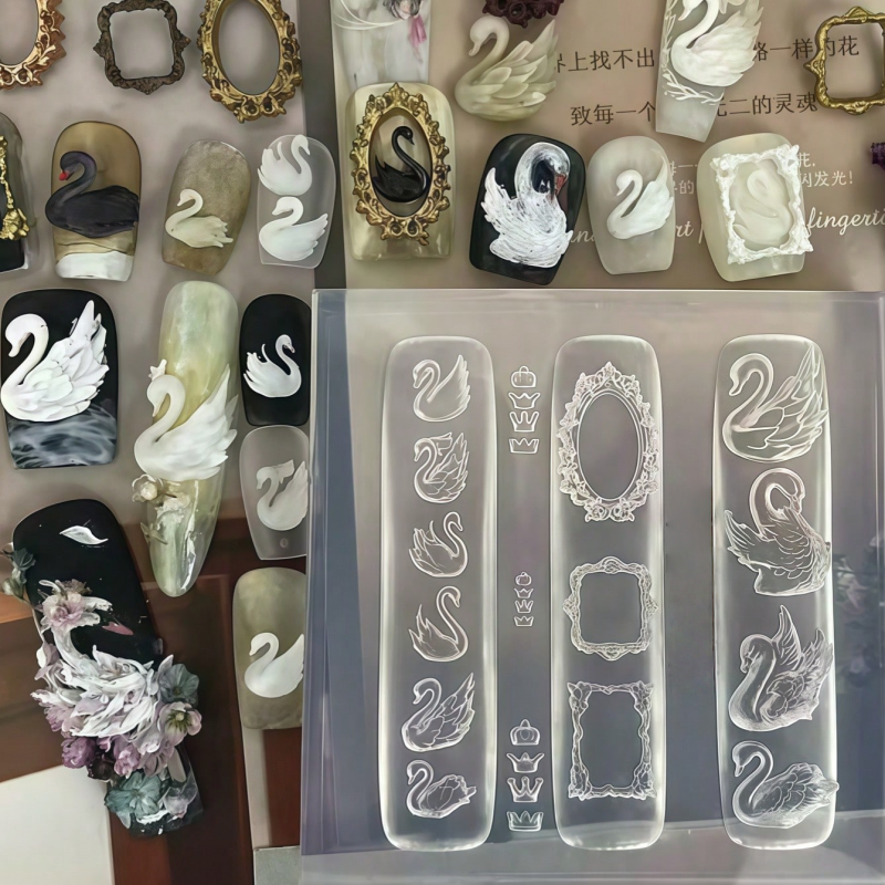 Elegant Swan Crown Nail Art Mo - Nail Art Vintage incelemesi ve fiyatı