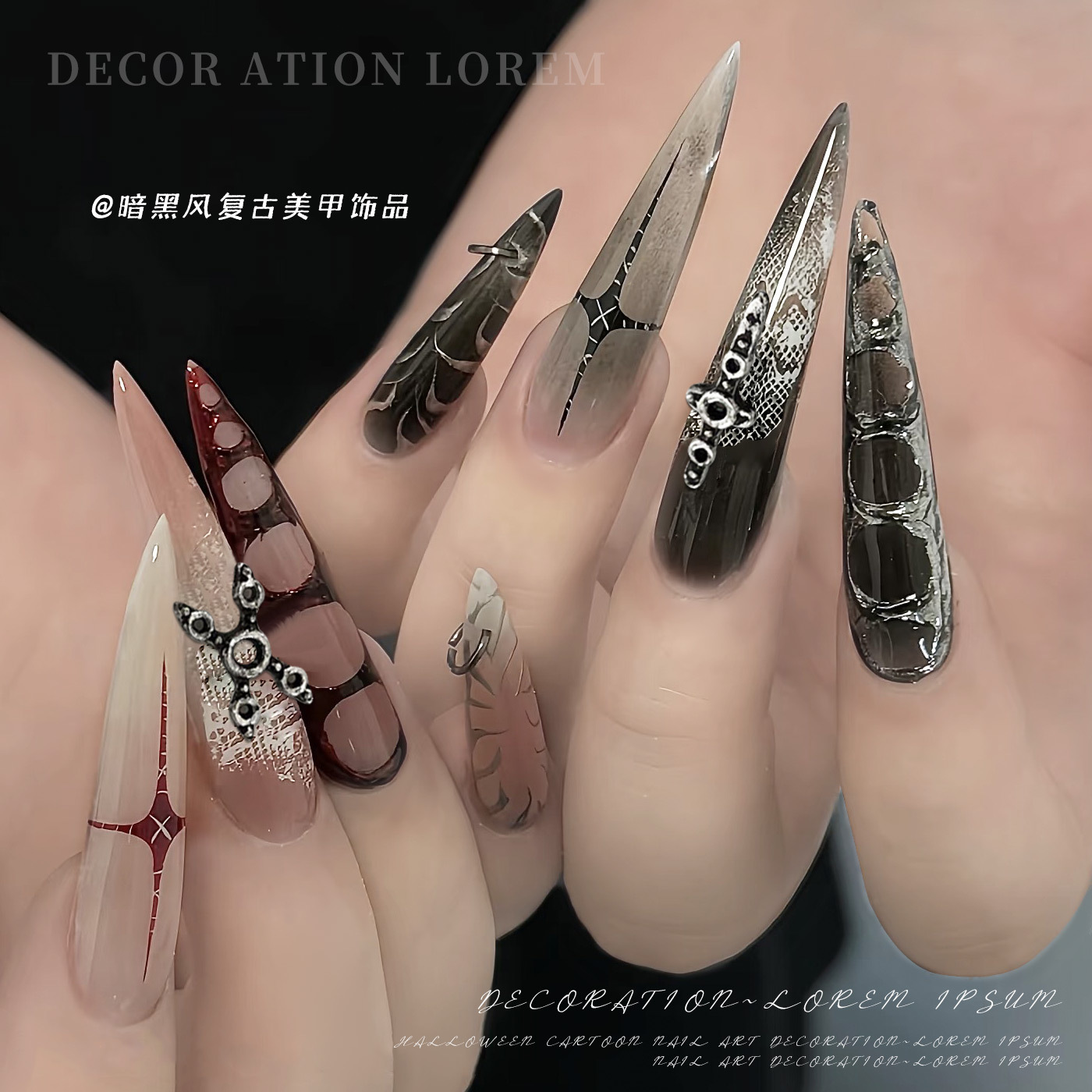 20PCS Punk Retro Buckle Hollow - Nail Art Xl incelemesi ve fiyatı