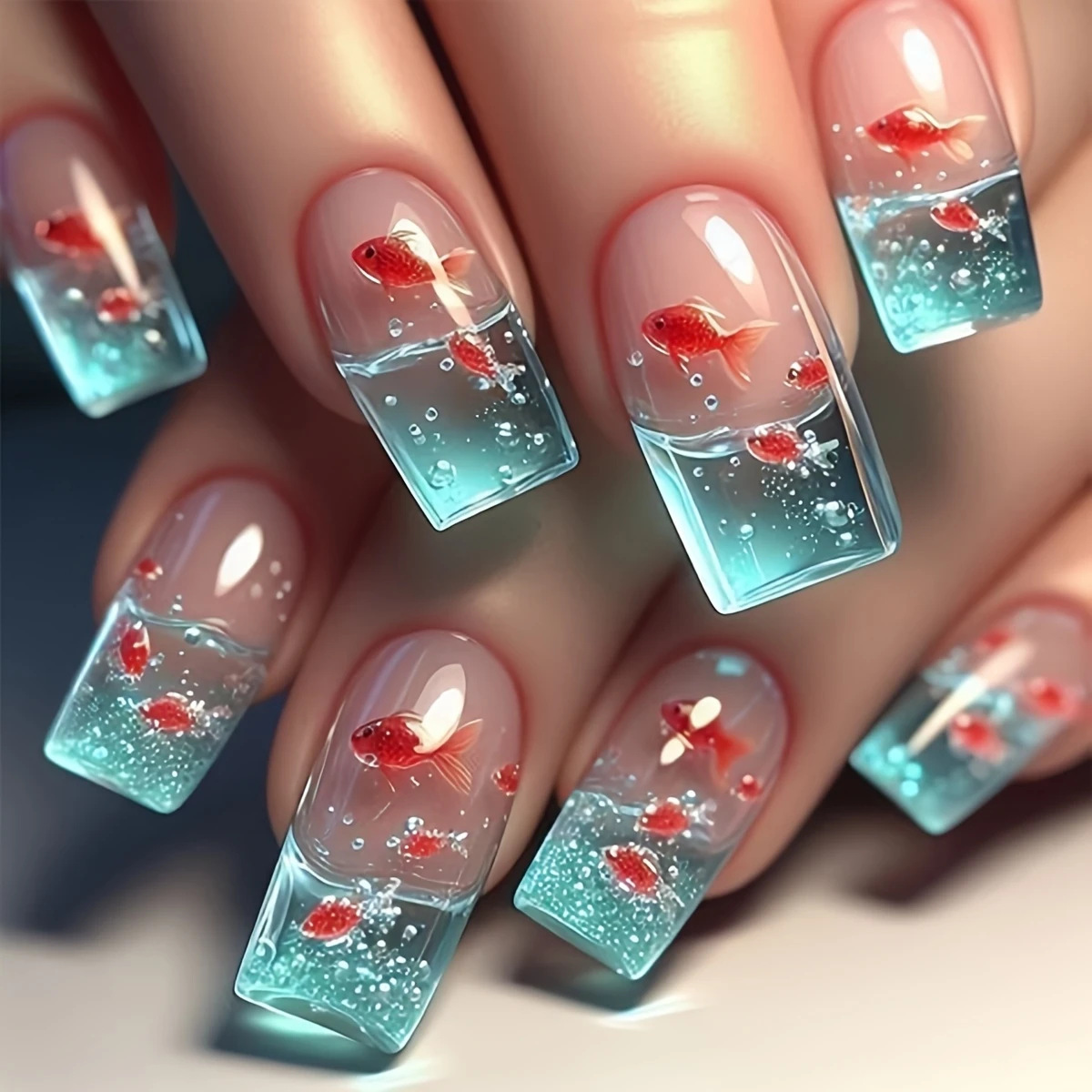 Medium long Square fake nails  - Nail Art Red incelemesi ve fiyatı