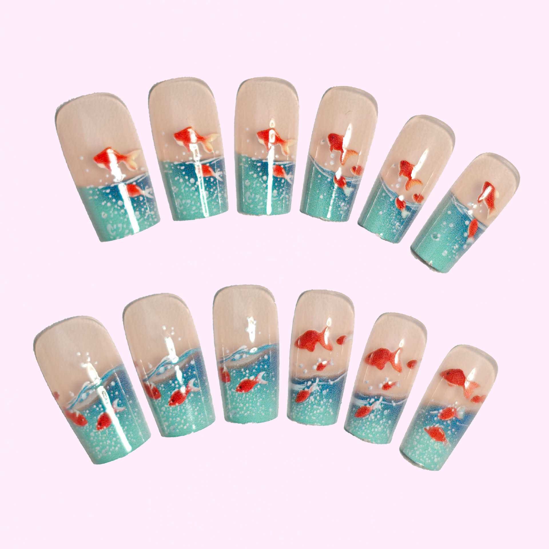 Medium long Square fake nails  - Nail Art Red incelemesi ve fiyatı