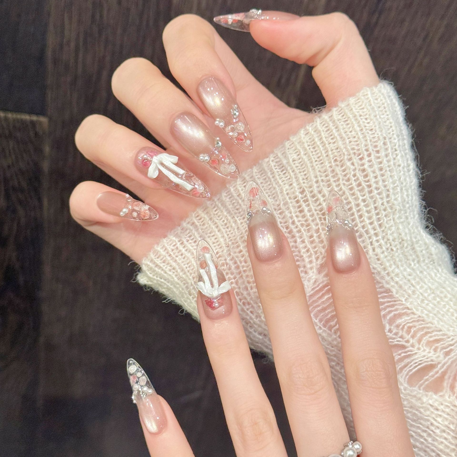 10pcs Pure Hand Pressed Long O - Nail Art Emerald incelemesi ve fiyatı