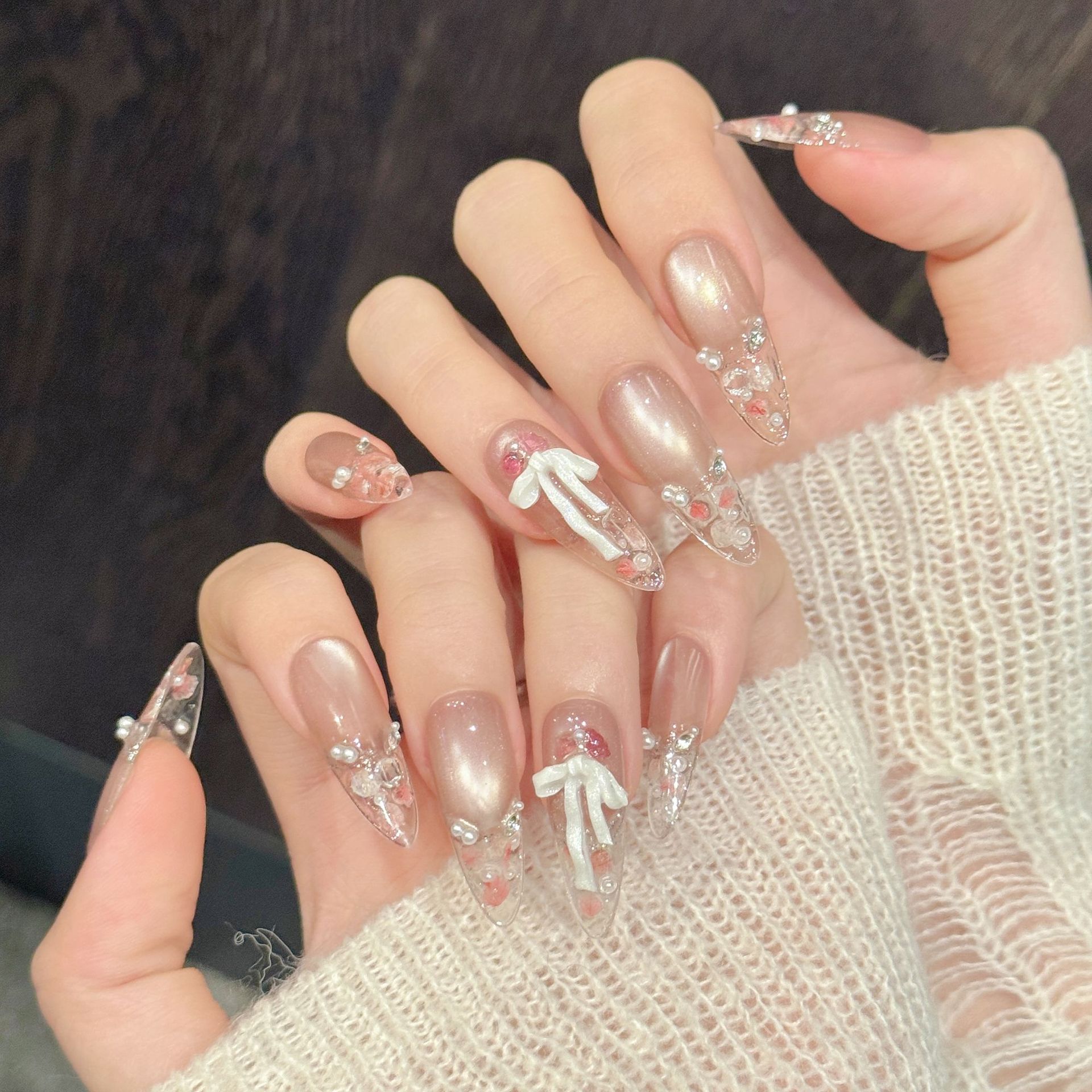 10pcs Pure Hand Pressed Long O - Nail Art Emerald incelemesi ve fiyatı