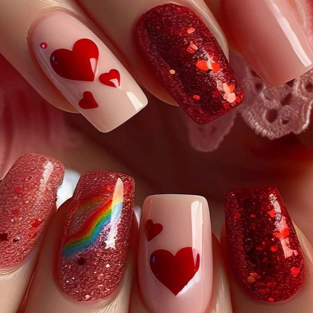 24Pcs Red Bow Cat-eye Stick-on - Nail Art Cat Eye Simple incelemesi ve fiyatı