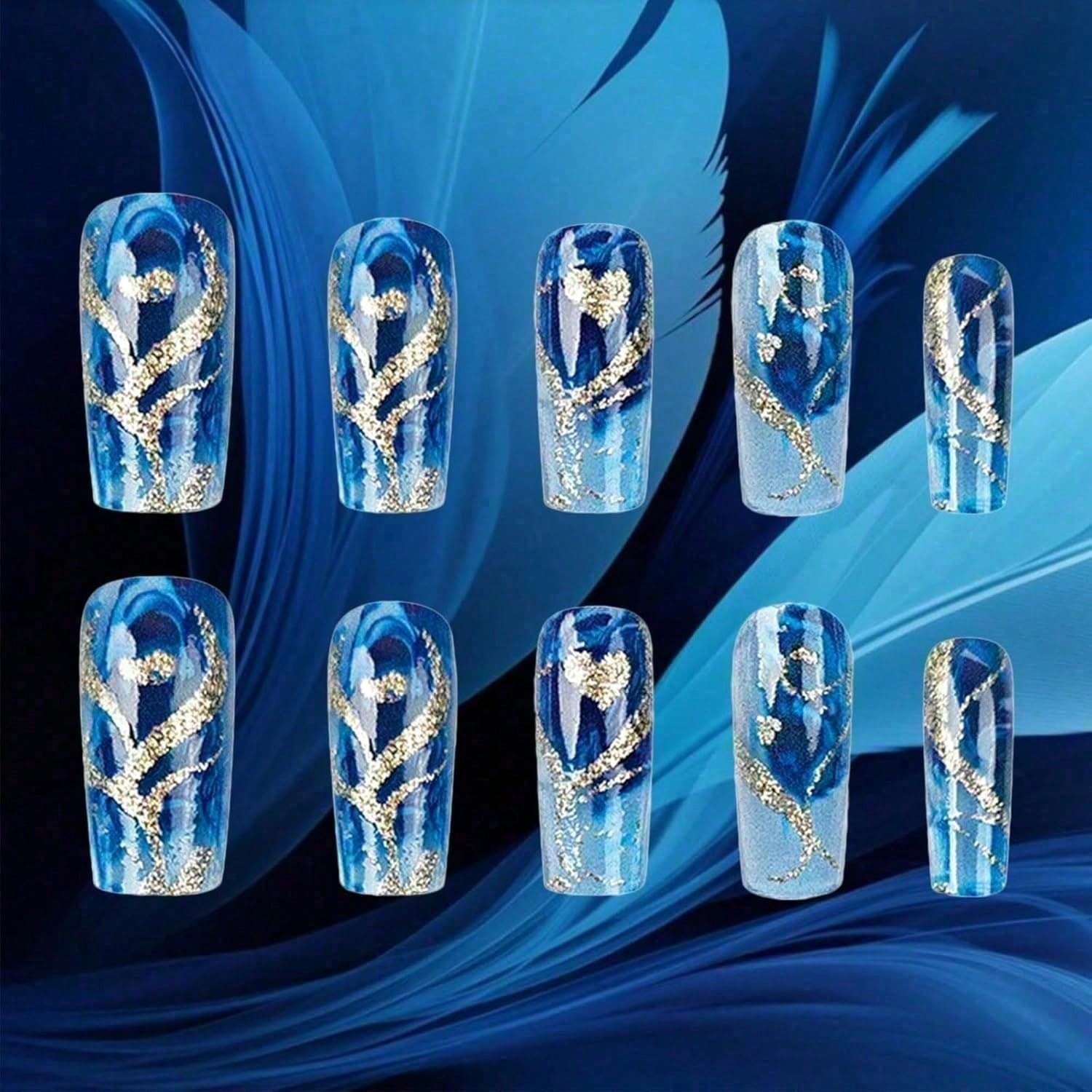 Gold Curve Sea Wave Press On N - Nail Art Emerald incelemesi ve fiyatı