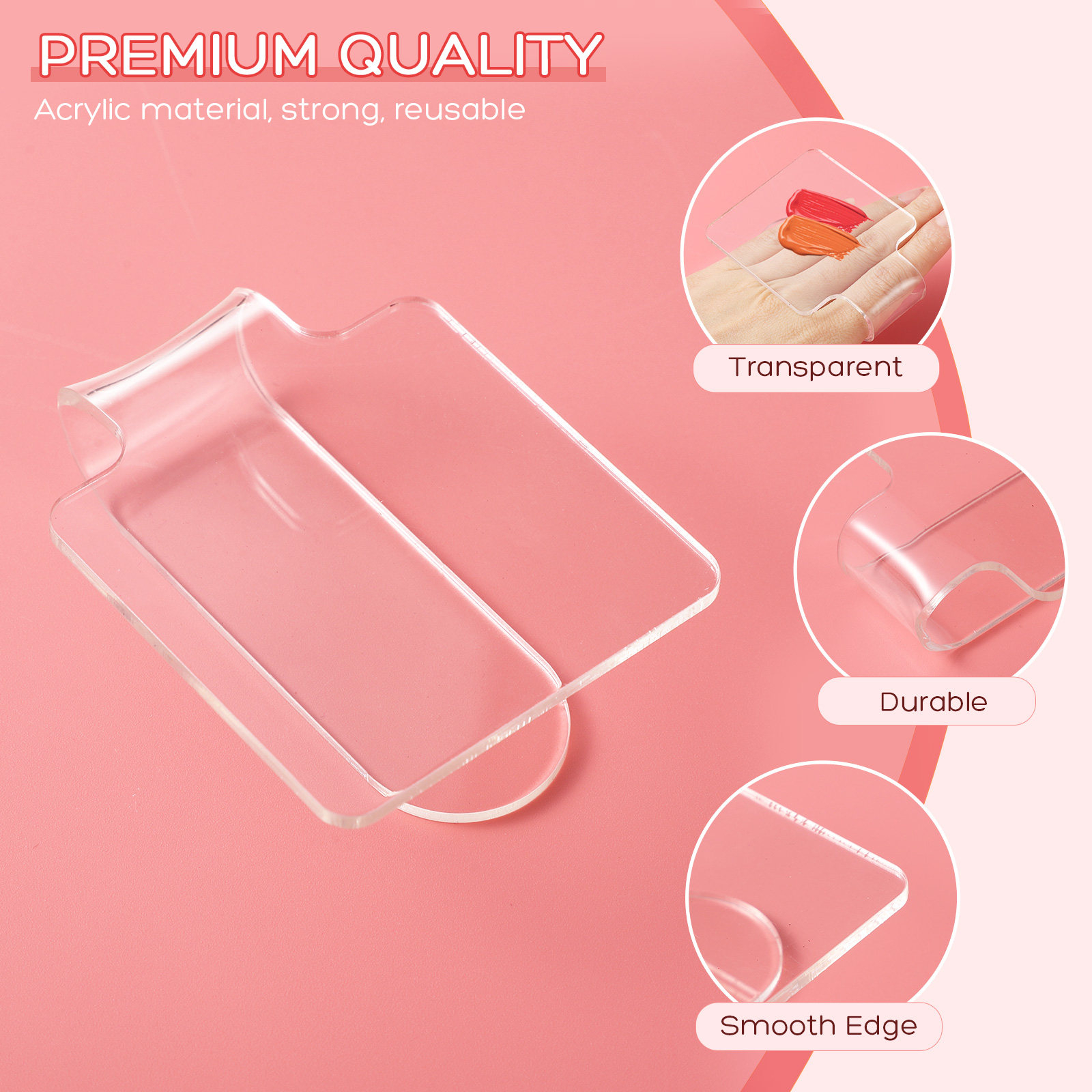 3Pcs Portable Clear Acrylic Ma - Nail Art Red incelemesi ve fiyatı