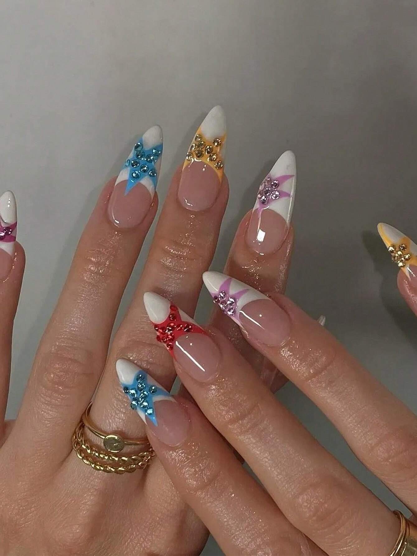 1 Set/10Pcs Colorful French St - Nail Art Vintage incelemesi ve fiyatı
