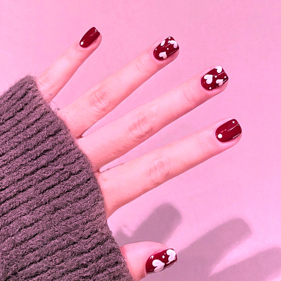 24pcs/set Short Square fake na - Nail Art Red incelemesi ve fiyatı