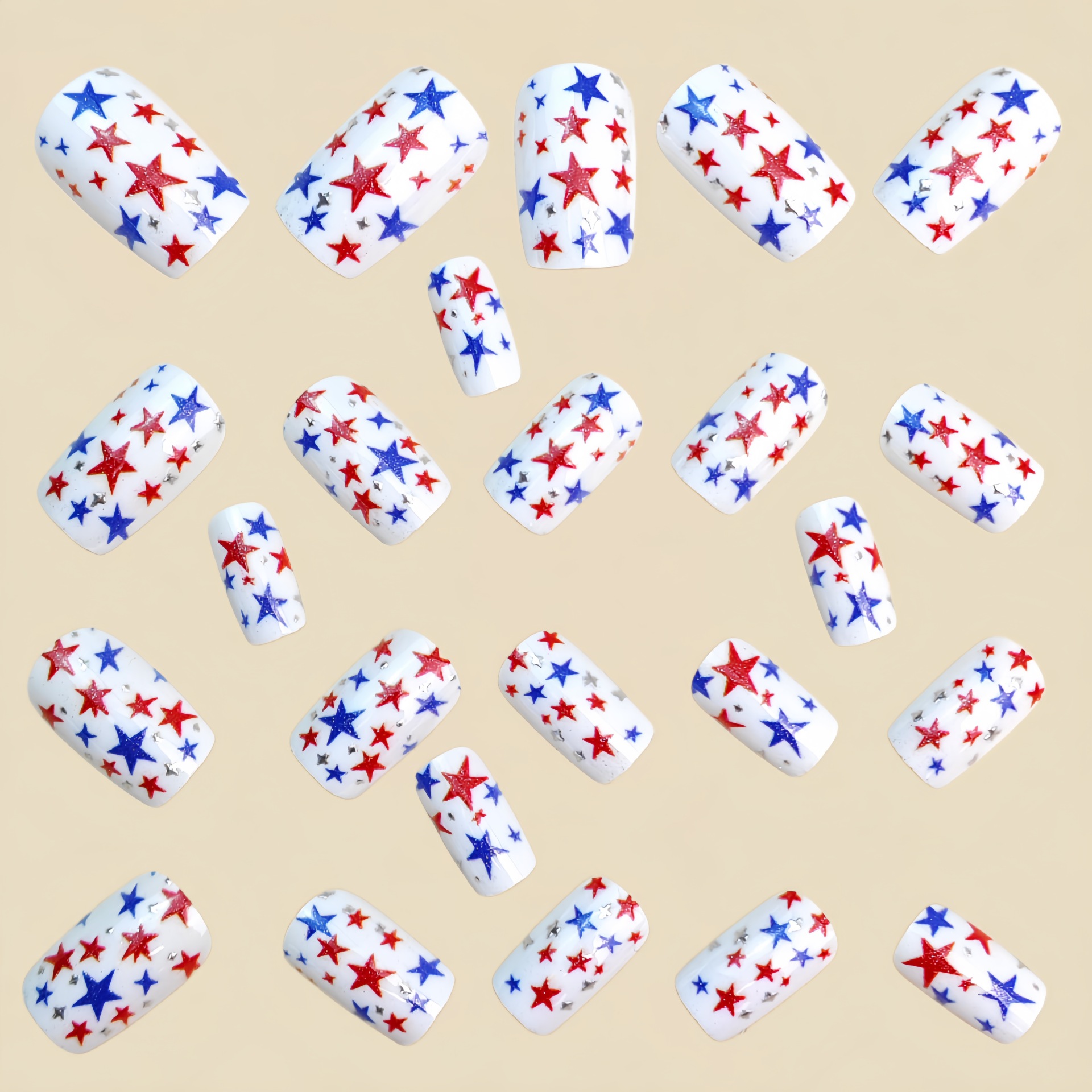 24Pcs Independence Day stars w - Nail Art Red incelemesi ve fiyatı