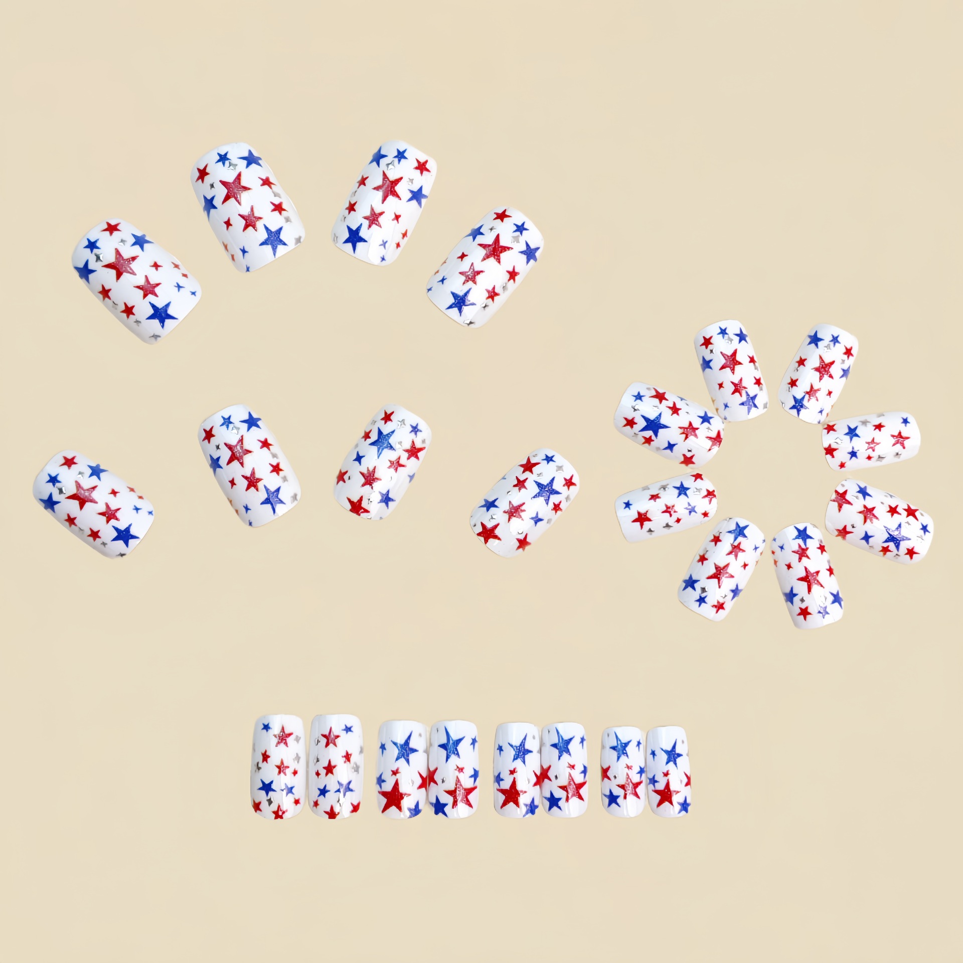 24Pcs Independence Day stars w - Nail Art Red incelemesi ve fiyatı