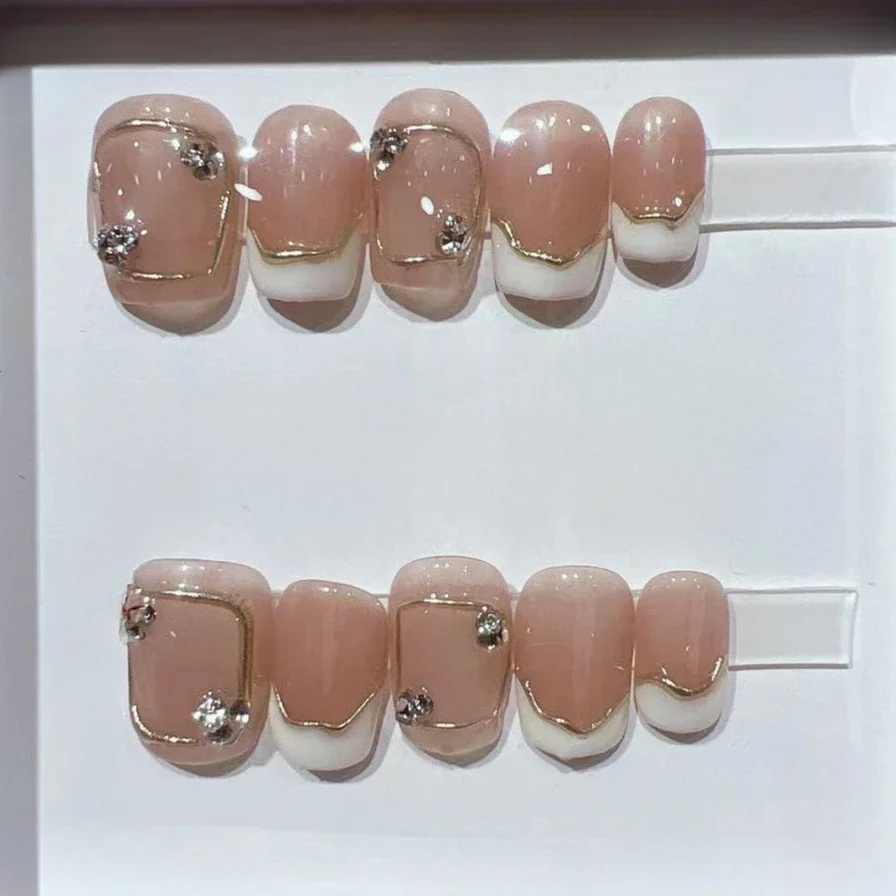 10Pcs Short Square French Hand - Nail Art Cat Eye Simple incelemesi ve fiyatı