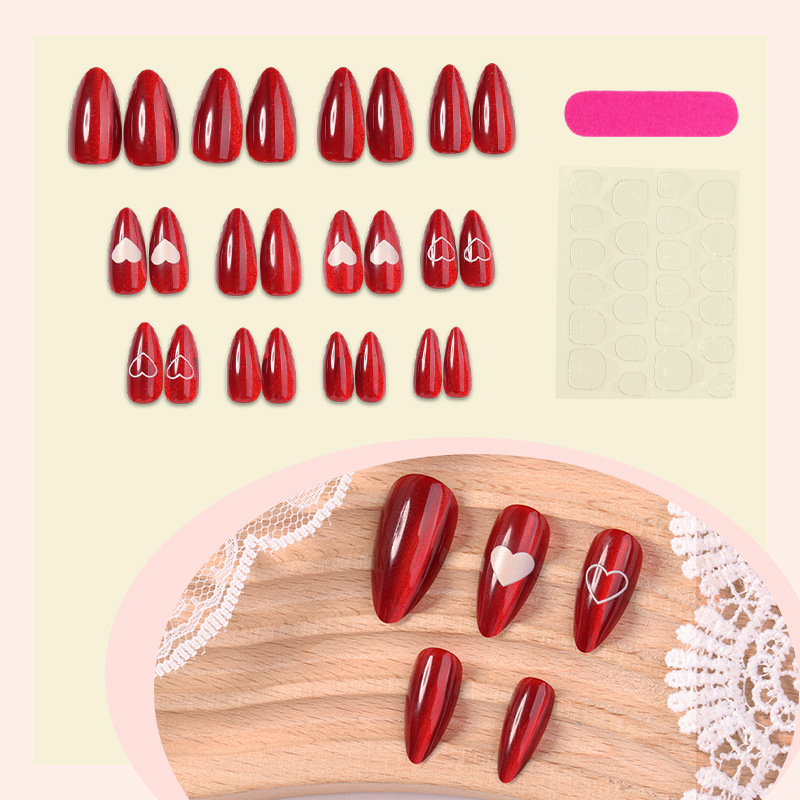 24PCS Simple Red Cat Eye Almon - Nail Art Cat Eye Simple incelemesi ve fiyatı