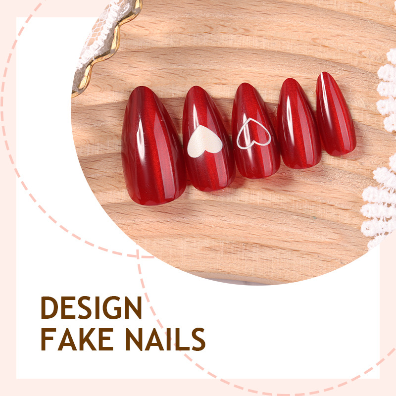 24PCS Simple Red Cat Eye Almon - Nail Art Cat Eye Simple incelemesi ve fiyatı