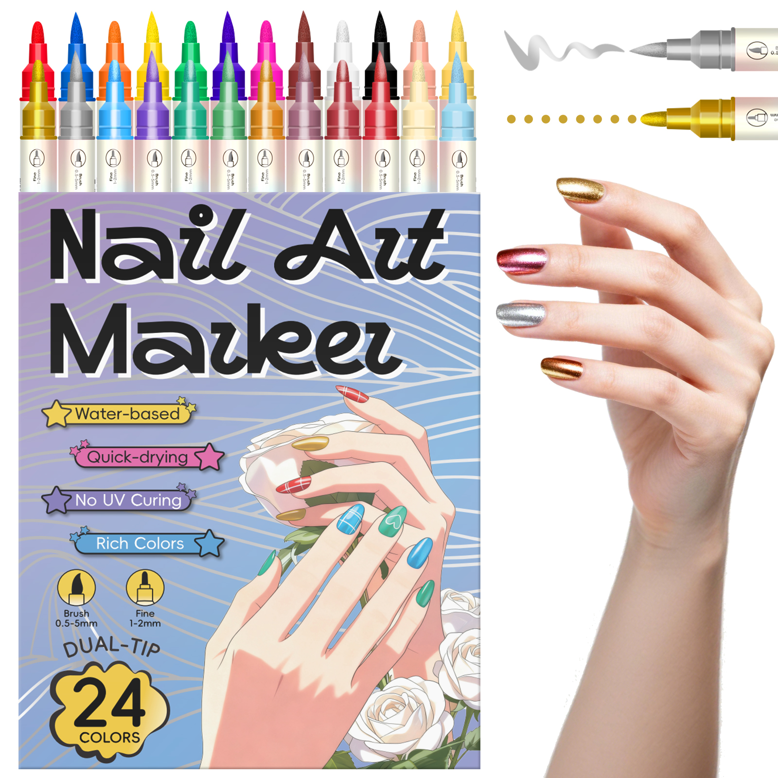 Dual-Ended Nail Art Pens, Avai - Nail Art One Stroke incelemesi ve fiyatı