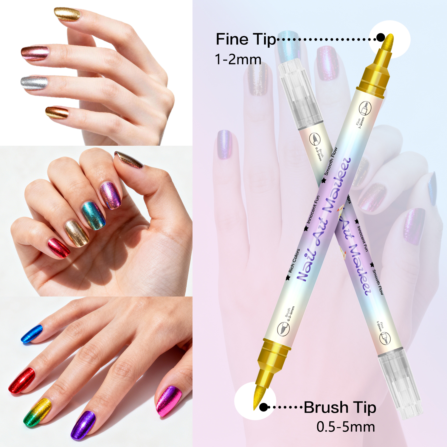 Dual-Ended Nail Art Pens, Avai - Nail Art One Stroke incelemesi ve fiyatı