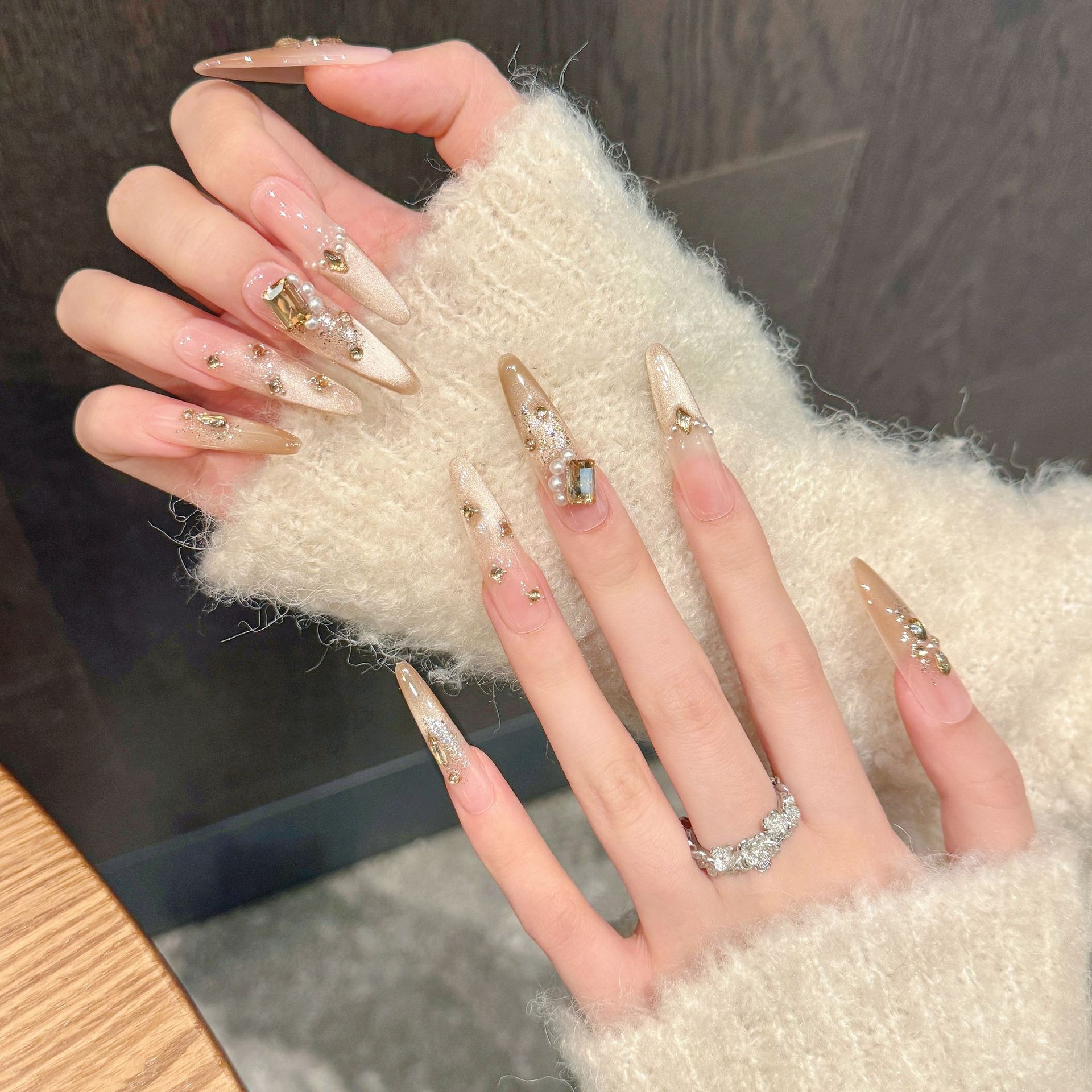 10pcs Pure Hand Pressed Oval/S - Nail Art Emerald incelemesi ve fiyatı