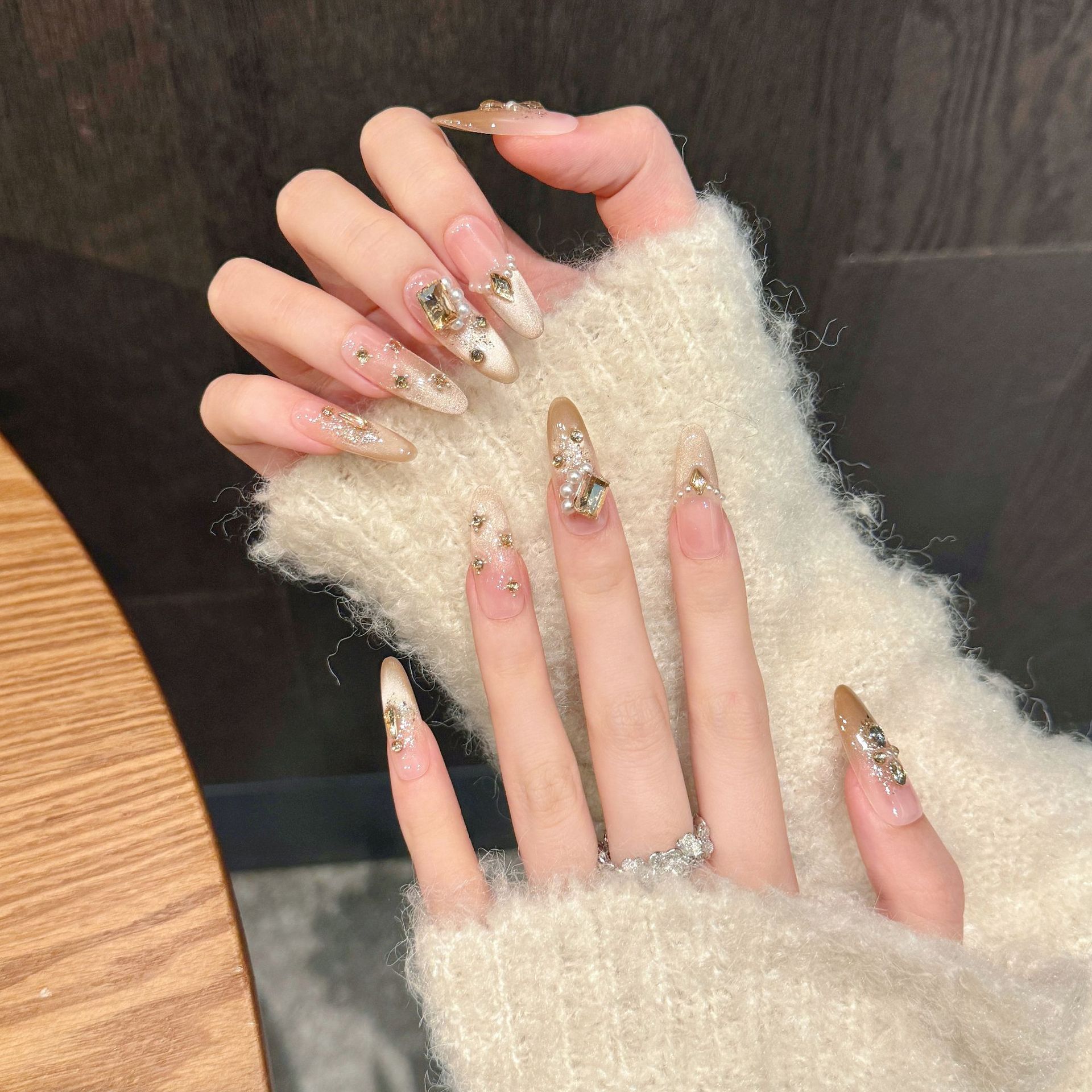 10pcs Pure Hand Pressed Oval/S - Nail Art Emerald incelemesi ve fiyatı