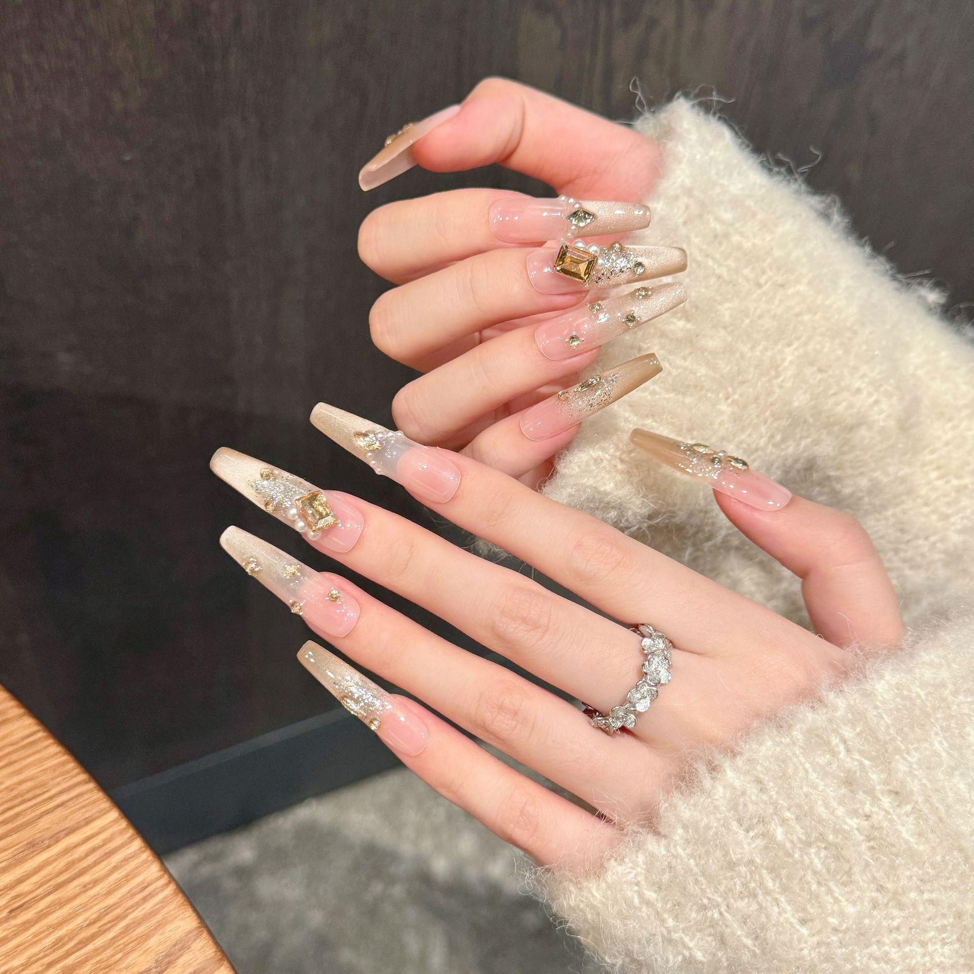 10pcs Pure Hand Pressed Oval/S - Nail Art Emerald incelemesi ve fiyatı