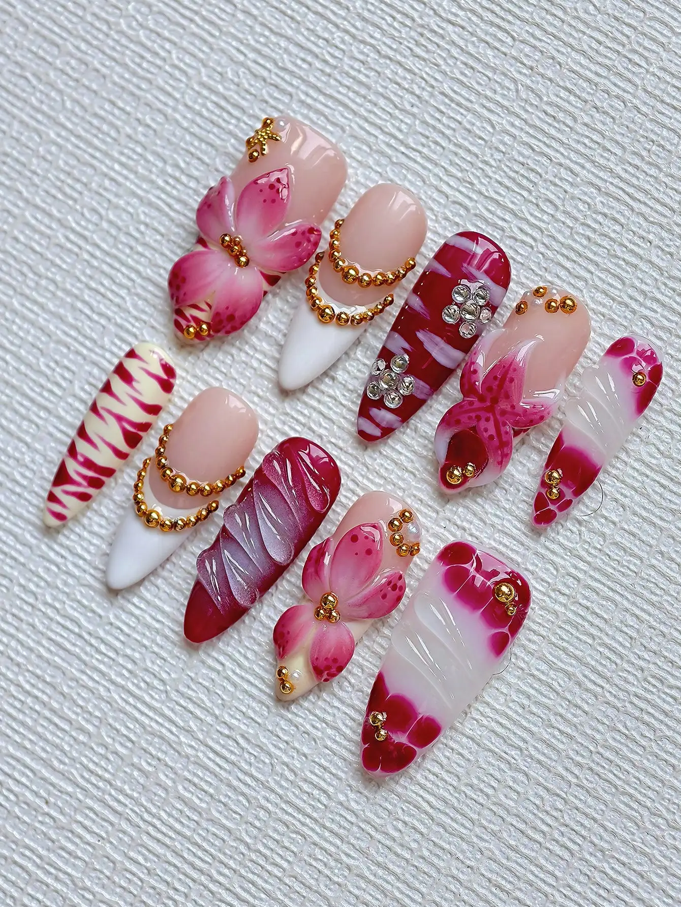 10pcs Y2K Elegant Almond-Shape - Nail Art Red incelemesi ve fiyatı