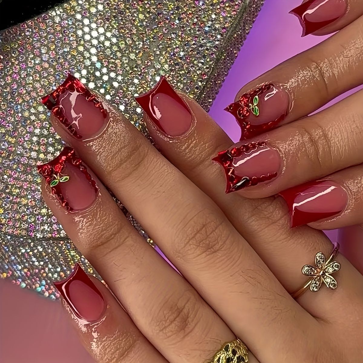 24pcs Finished Fake Nails Fren - Nail Art Red incelemesi ve fiyatı