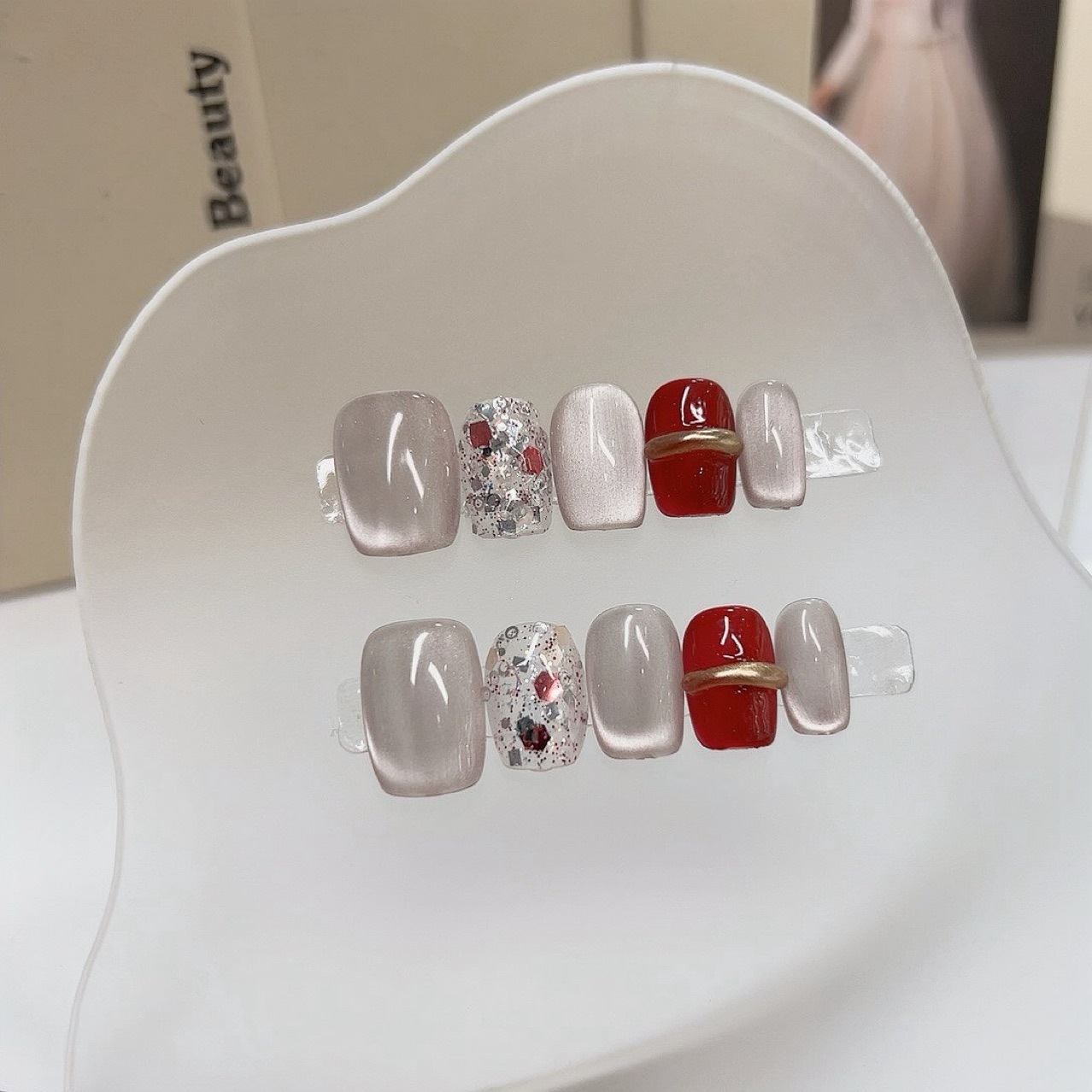 10PCS Light Luxury Short Squar - Nail Art Cat Eye Simple incelemesi ve fiyatı