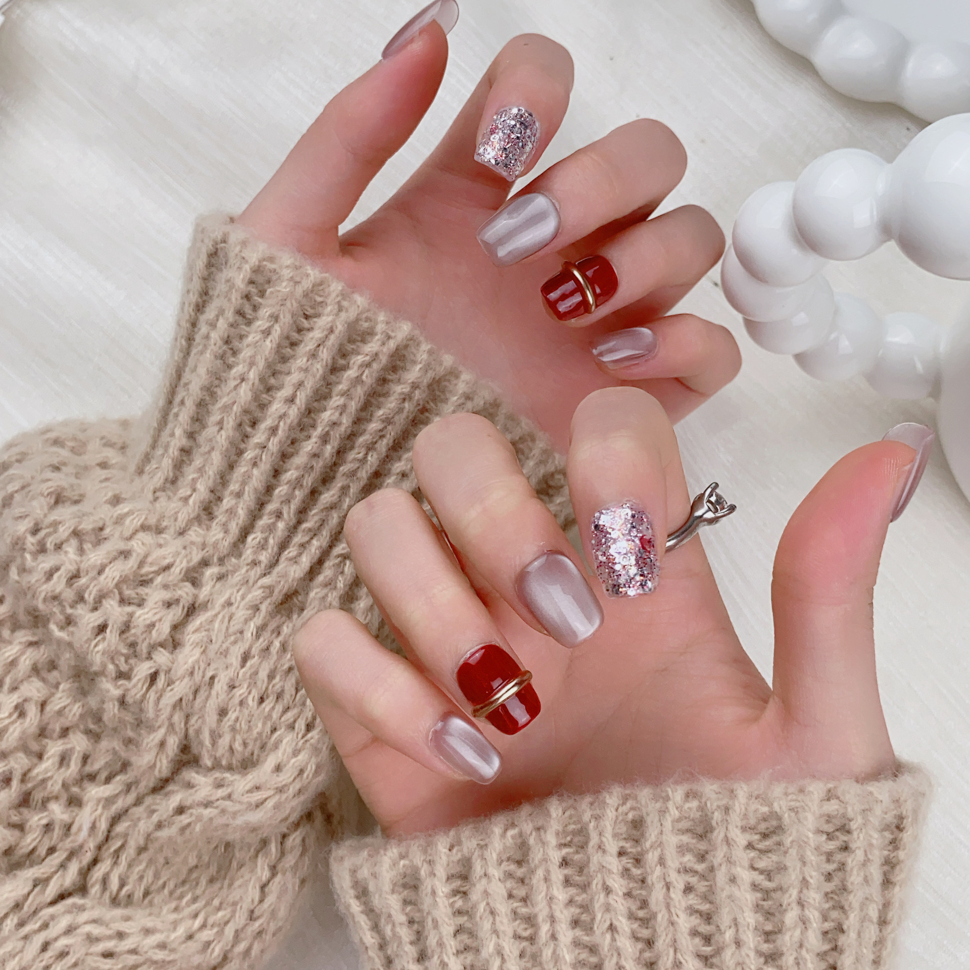 10PCS Light Luxury Short Squar - Nail Art Cat Eye Simple incelemesi ve fiyatı