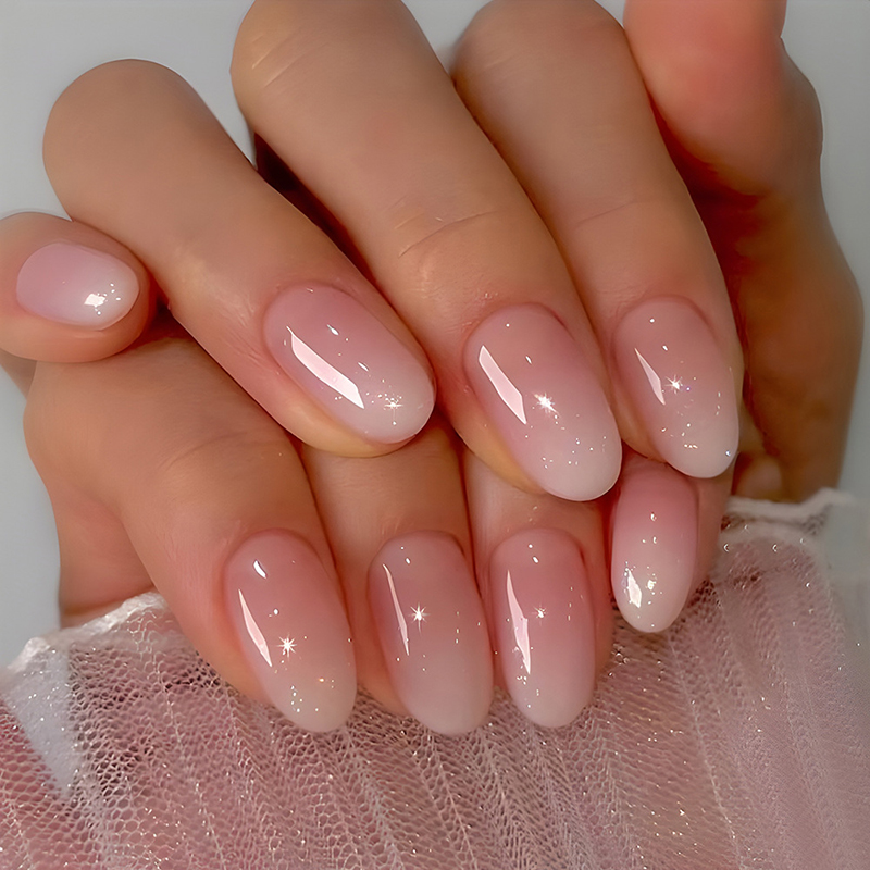24Pcs Oval Short Pink Press on - Nail Art Cat Eye Simple incelemesi ve fiyatı