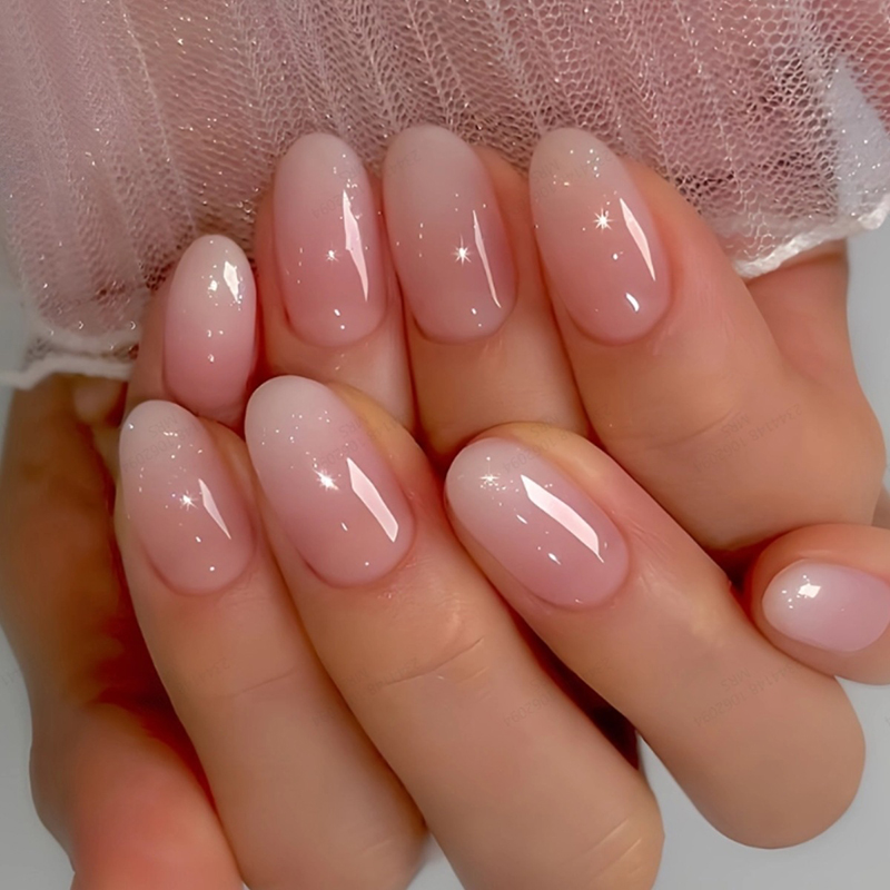 24Pcs Oval Short Pink Press on - Nail Art Cat Eye Simple incelemesi ve fiyatı