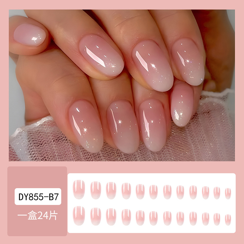 24Pcs Oval Short Pink Press on - Nail Art Cat Eye Simple incelemesi ve fiyatı
