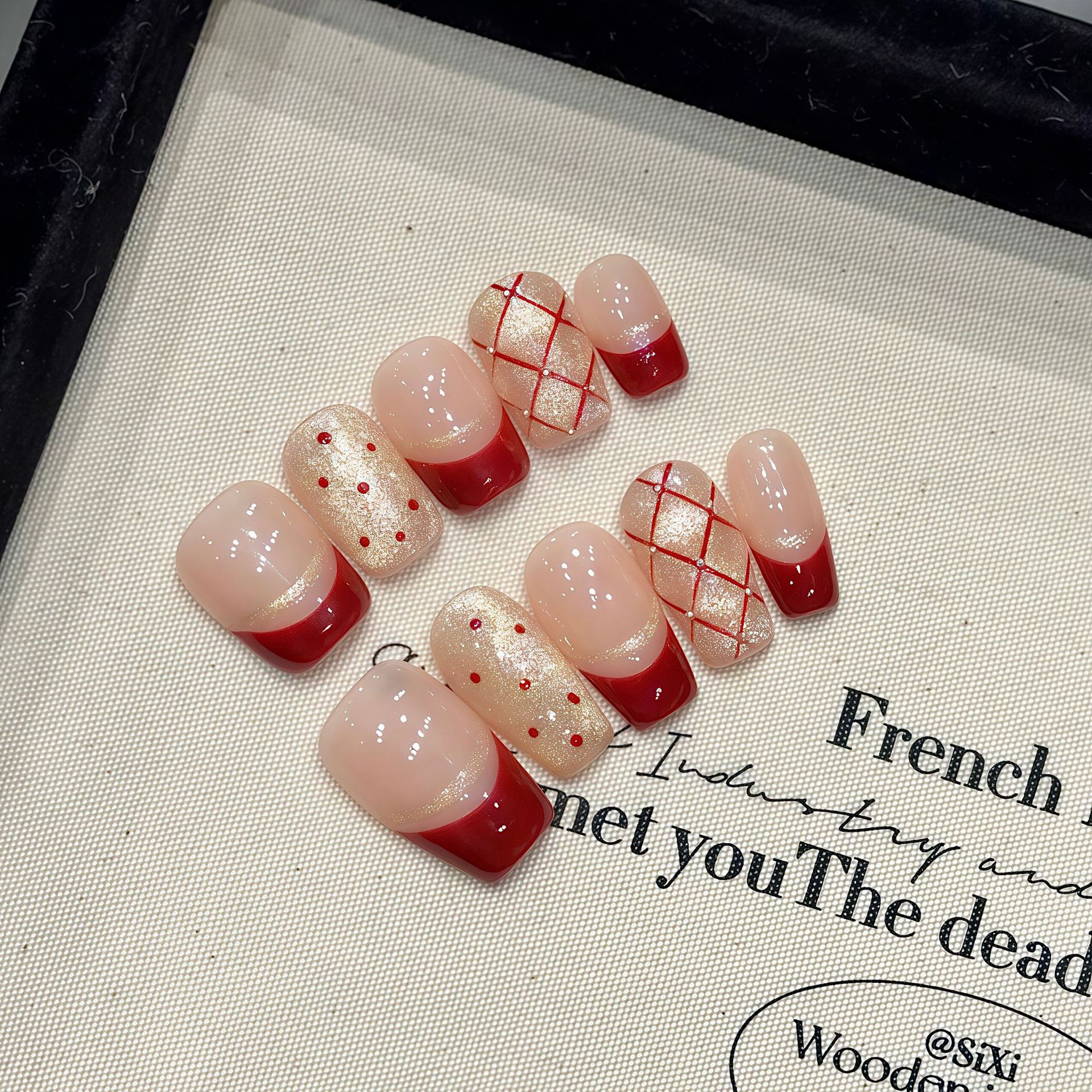10pcs Pure Hand Pressed Coffin - Nail Art Red incelemesi ve fiyatı